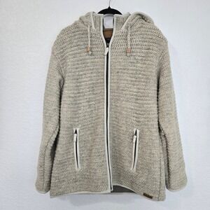 LAUNDROMAT Knitted Zip Up Hoodie Jacket Oatmeal Heather Size L G
